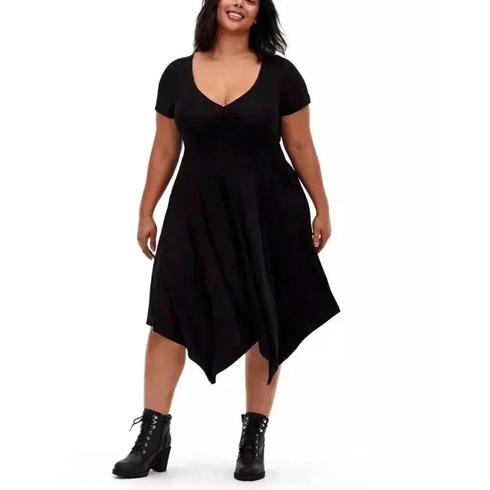 Torrid Women’s Ribbed Solid Black Midi Jersey‎ Sk… - image 1